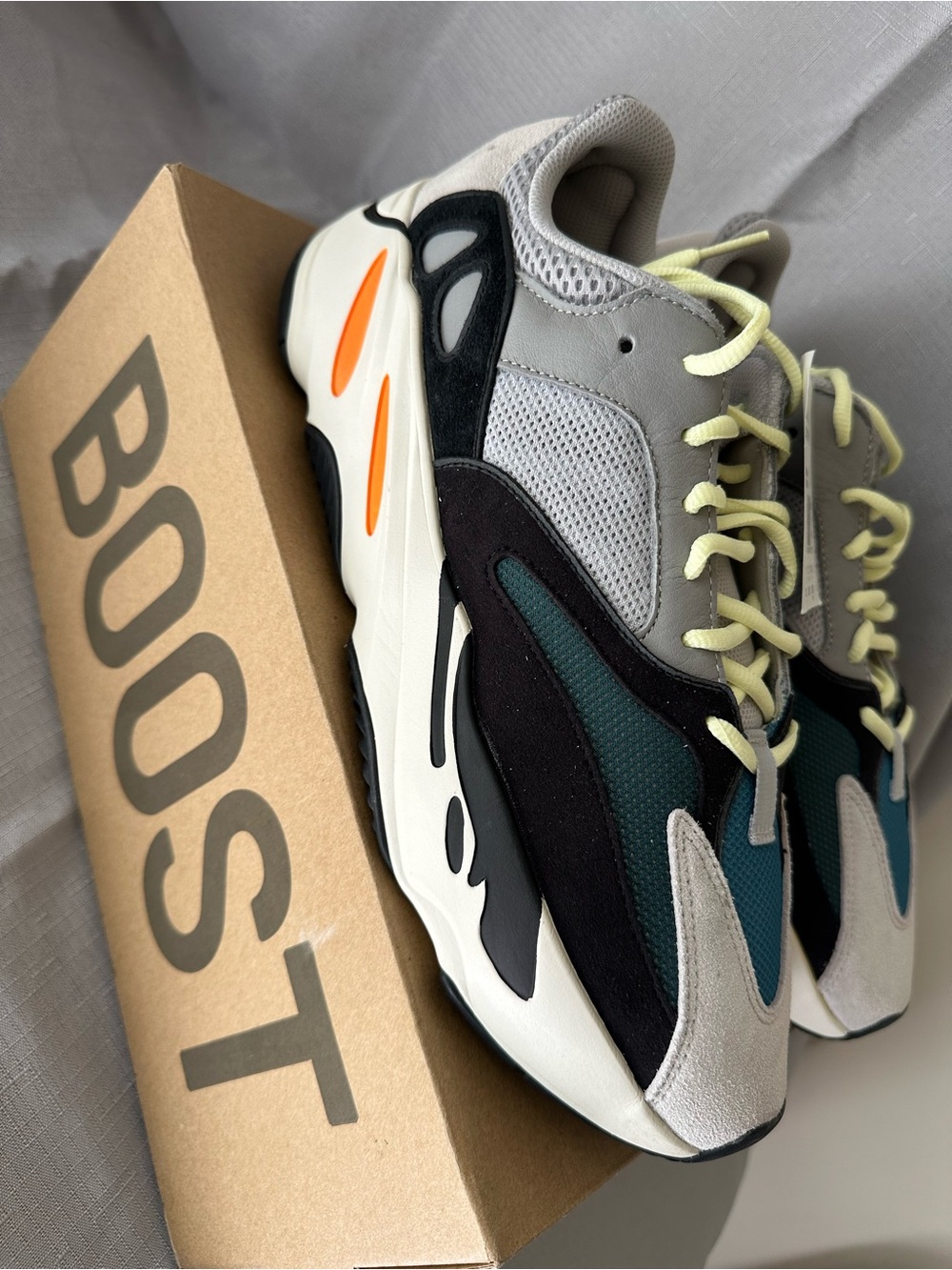 Yeezy Wave Runner 700 Men's Sneakers in Grey/Teal with Orange Accents